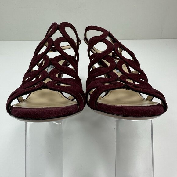 Prada Women's Burgundy Open Toe Strappy Wedge Metallic Sandal EU‎ 37.5 / US 7 - Picture 5 of 17